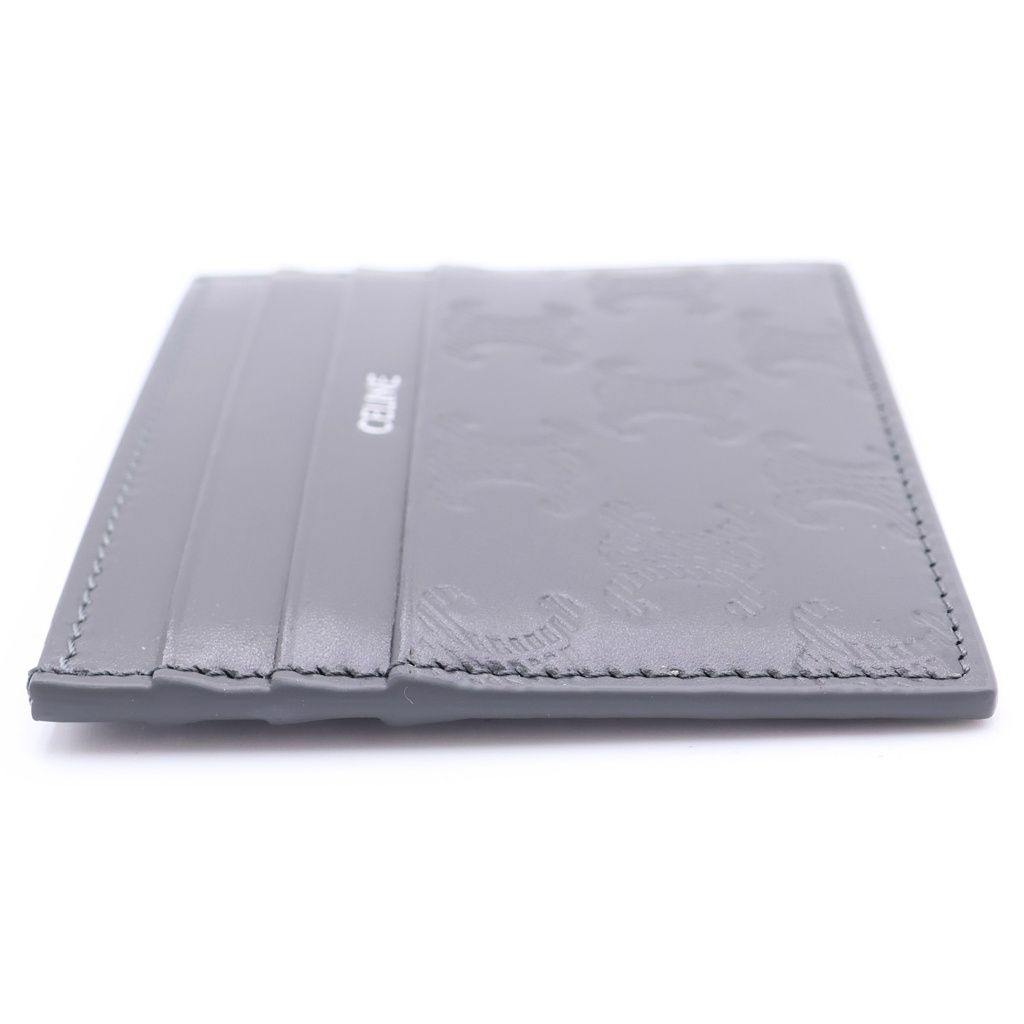 Celine Large Card Holder Triomphe Embossed Calfskin Gray — view 3