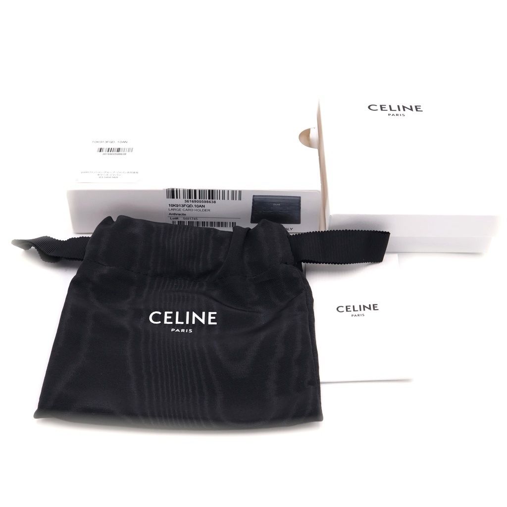 Celine Large Card Holder Triomphe Embossed Calfskin Gray — view 6