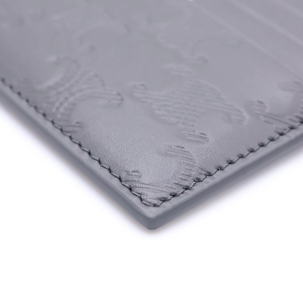 Celine Large Card Holder Triomphe Embossed Calfskin Gray — view 5
