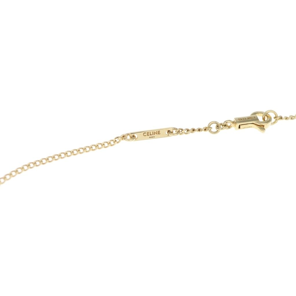 Celine Triomphe Brass Pearl Necklace Gold — view 5
