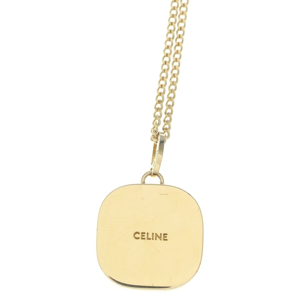 Celine Triomphe Brass Pearl Necklace Gold — view 3