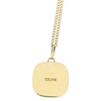 Celine Triomphe Brass Pearl Necklace Gold — view 3