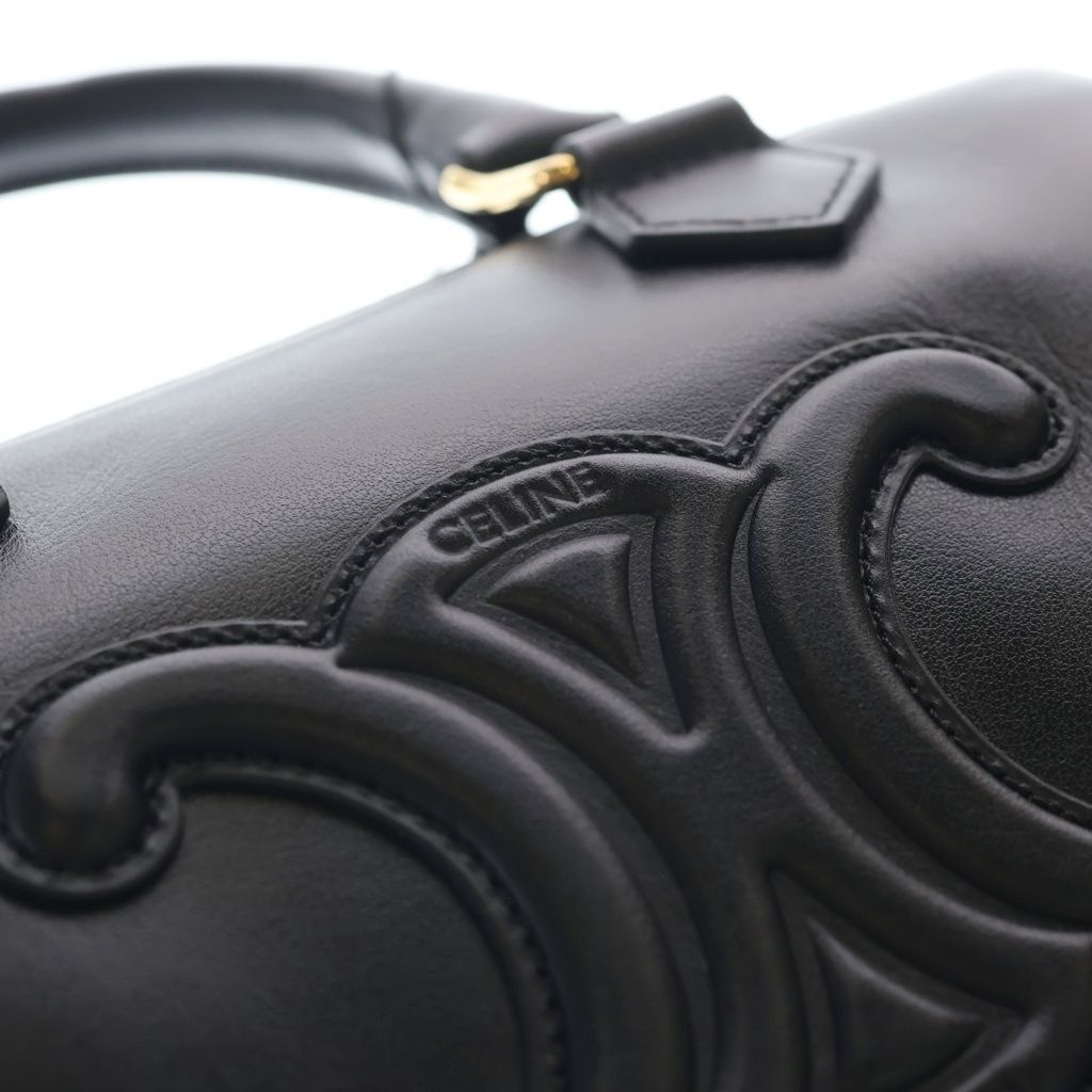 Celine Triomphe Smooth Calfskin Small Boston Bag Black — view 6