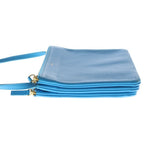 Celine Trio Large Leather Shoulder Bag Pouch Pochette Blue — view 3