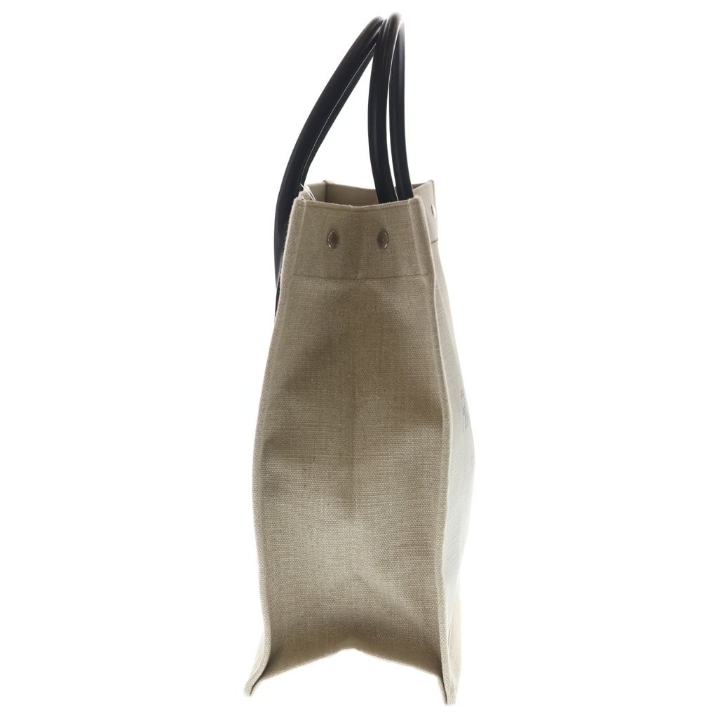 Saint Laurent Paris Rive Gauche Tote Canvas Leather Logo White Black Beige — view 3
