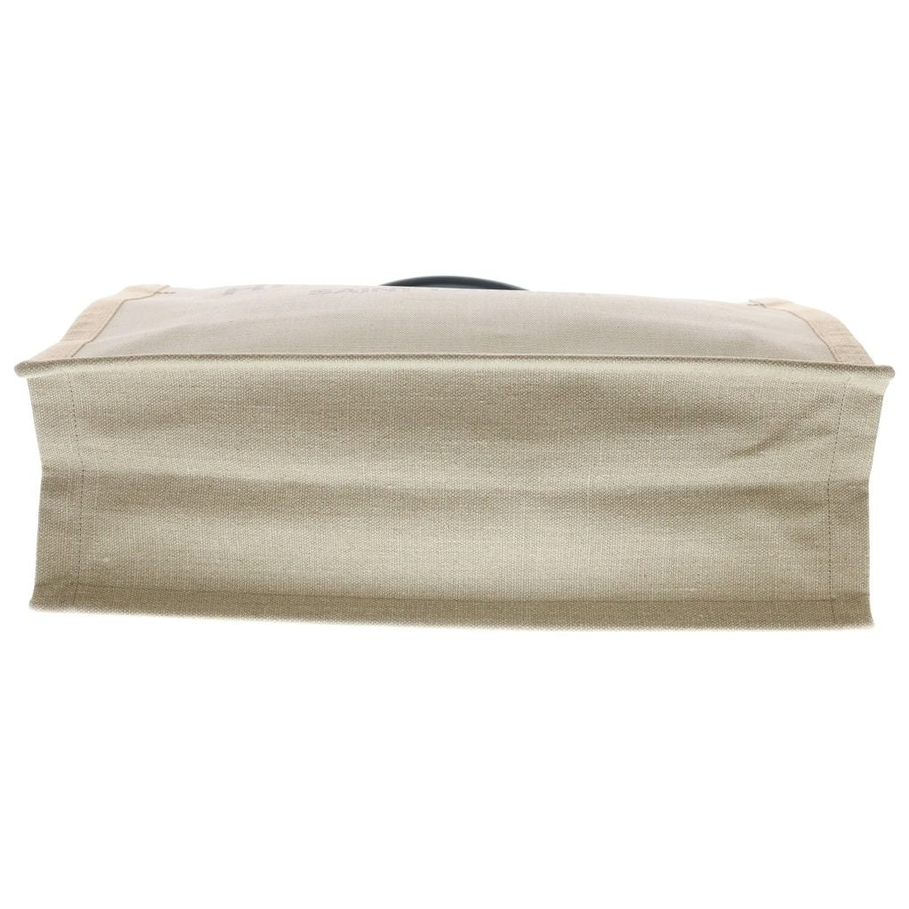 Saint Laurent Paris Rive Gauche Tote Canvas Leather Logo White Black Beige — view 4