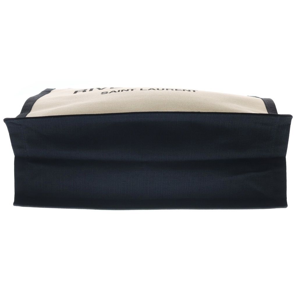 Saint Laurent Paris Rive Gauche Tote Canvas Leather Logo White Black — view 4
