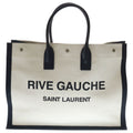 Saint Laurent Paris Rive Gauche Tote Canvas Leather Logo White Black