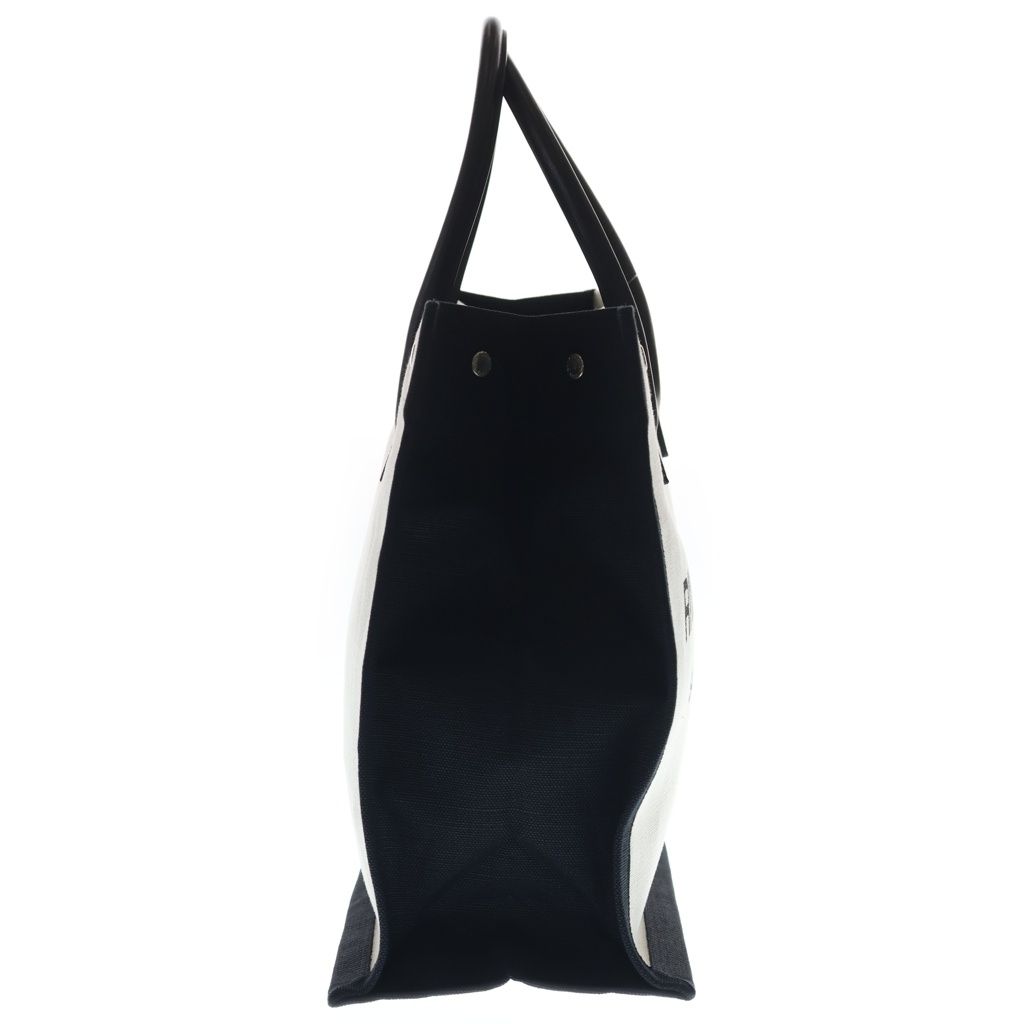 Saint Laurent Paris Rive Gauche Tote Canvas Leather Logo White Black — view 3