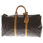 Louis Vuitton Monogram Keepall 50 Leather Boston Bag Brown
