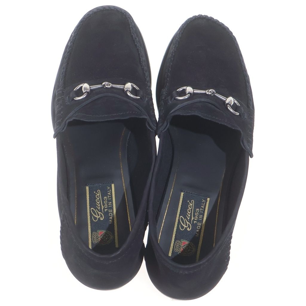 Gucci Horsebit Suede Leather Loafers Shoes Black — view 4