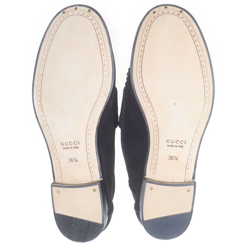 Gucci Horsebit Suede Leather Loafers Shoes Black — view 5