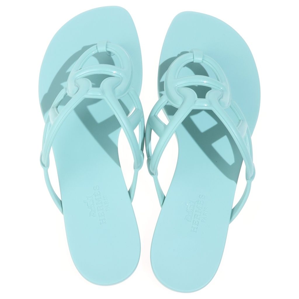 Hermes Egeri Ruba Chaine D'ancre Flat Sandals Shoes Light Blue — view 4