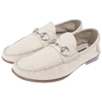 Gucci Horsebit Suede Leather Loafers Shoes Beige — view 2