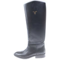 Celine Triomphe Logo Print Long Ankle Boots Black