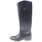 Celine Triomphe Logo Print Long Ankle Boots Black