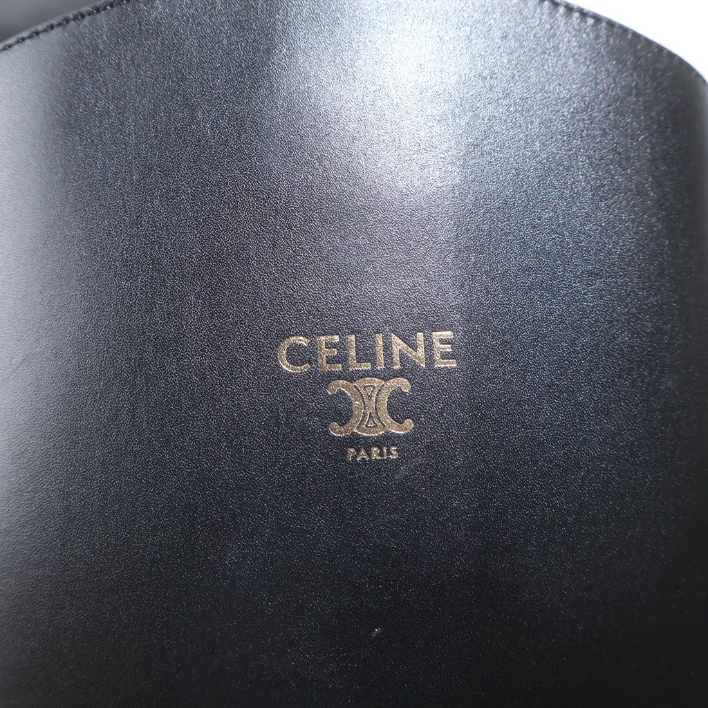 Celine Triomphe Logo Print Long Ankle Boots Black — view 6