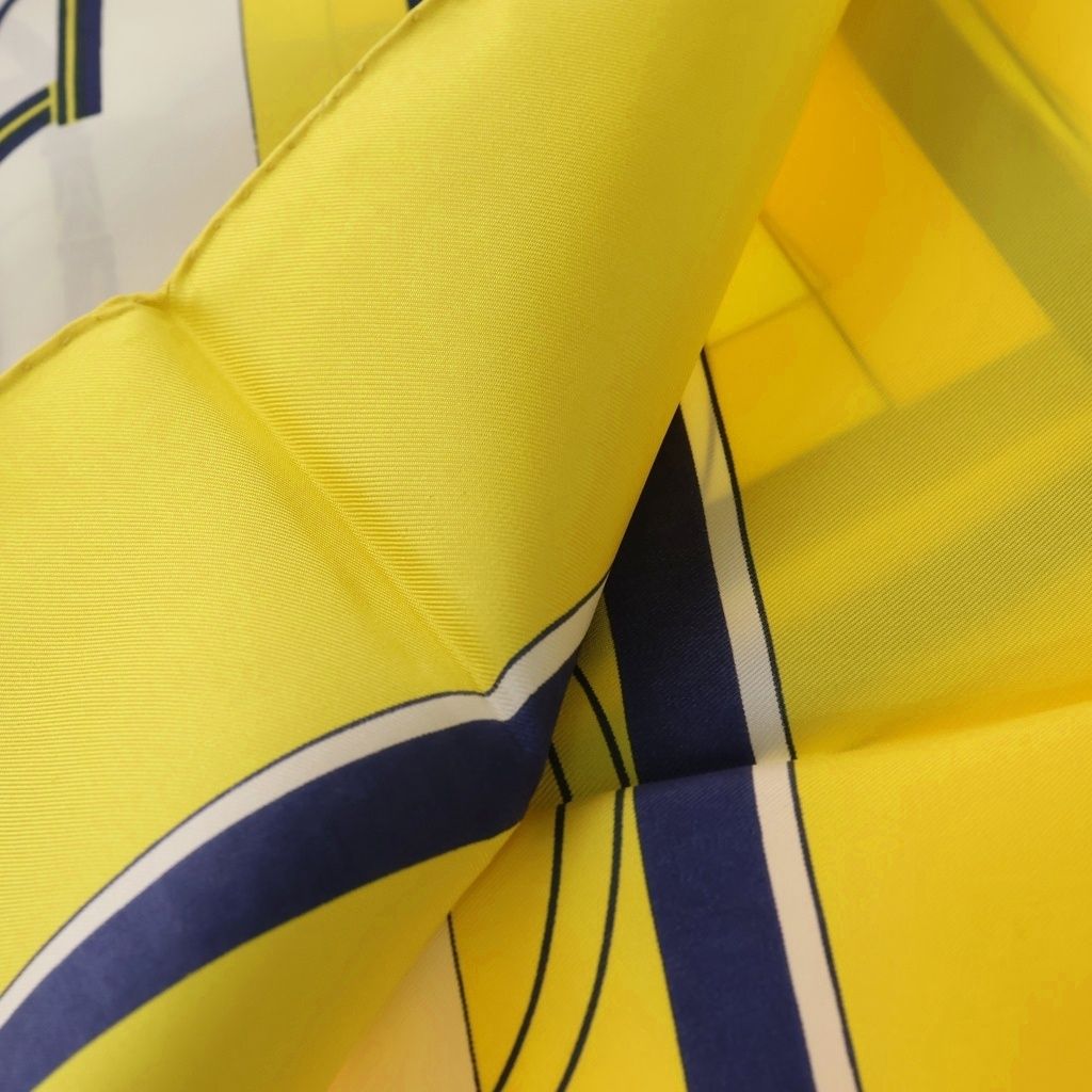 Hermes Carre 90 Ex Libris Carriage Silk Scarf Yellow — view 2