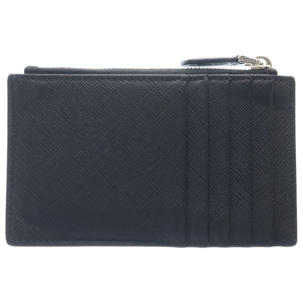 Prada Triangle Logo Saffiano Leather Card Case Business Holder Coin Black — view 2