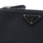 Prada Triangle Logo Saffiano Leather Card Case Business Holder Coin Black — view 6