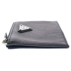 Prada Triangle Logo Saffiano Leather Card Case Business Holder Coin Black — view 3