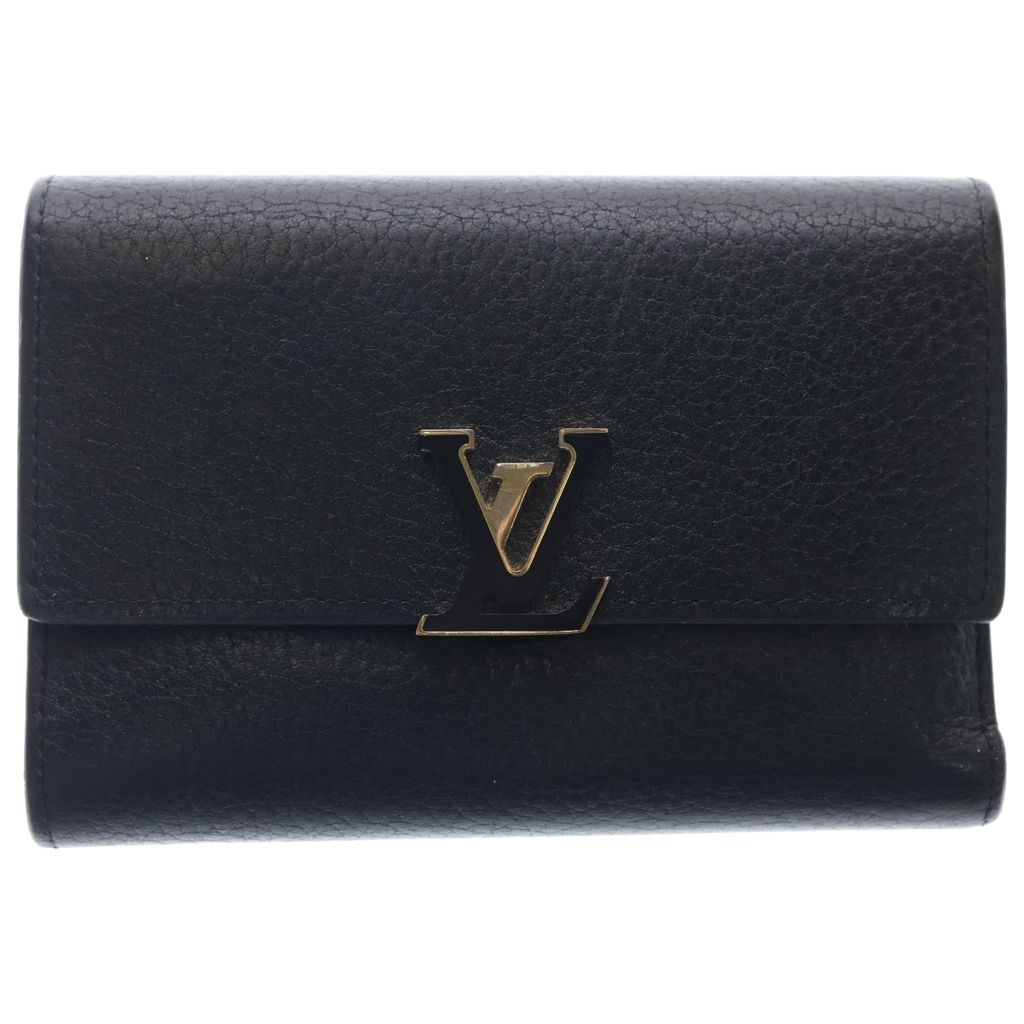 Louis Vuitton Portefeuille Capucines Compact Leather Black Wallet