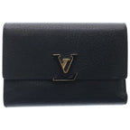 Louis Vuitton Portefeuille Capucines Compact Leather Black Wallet