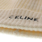 Celine Logo Embroidery Beanie Knit Cap Hat Ivory — view 5