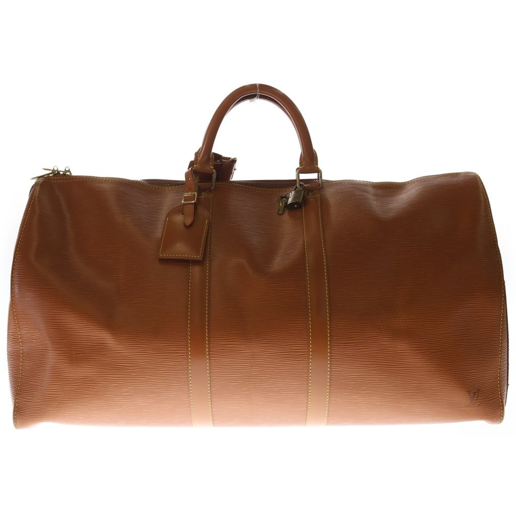 Louis Vuitton Epi Keepall 55 Leather Boston Bag Brown