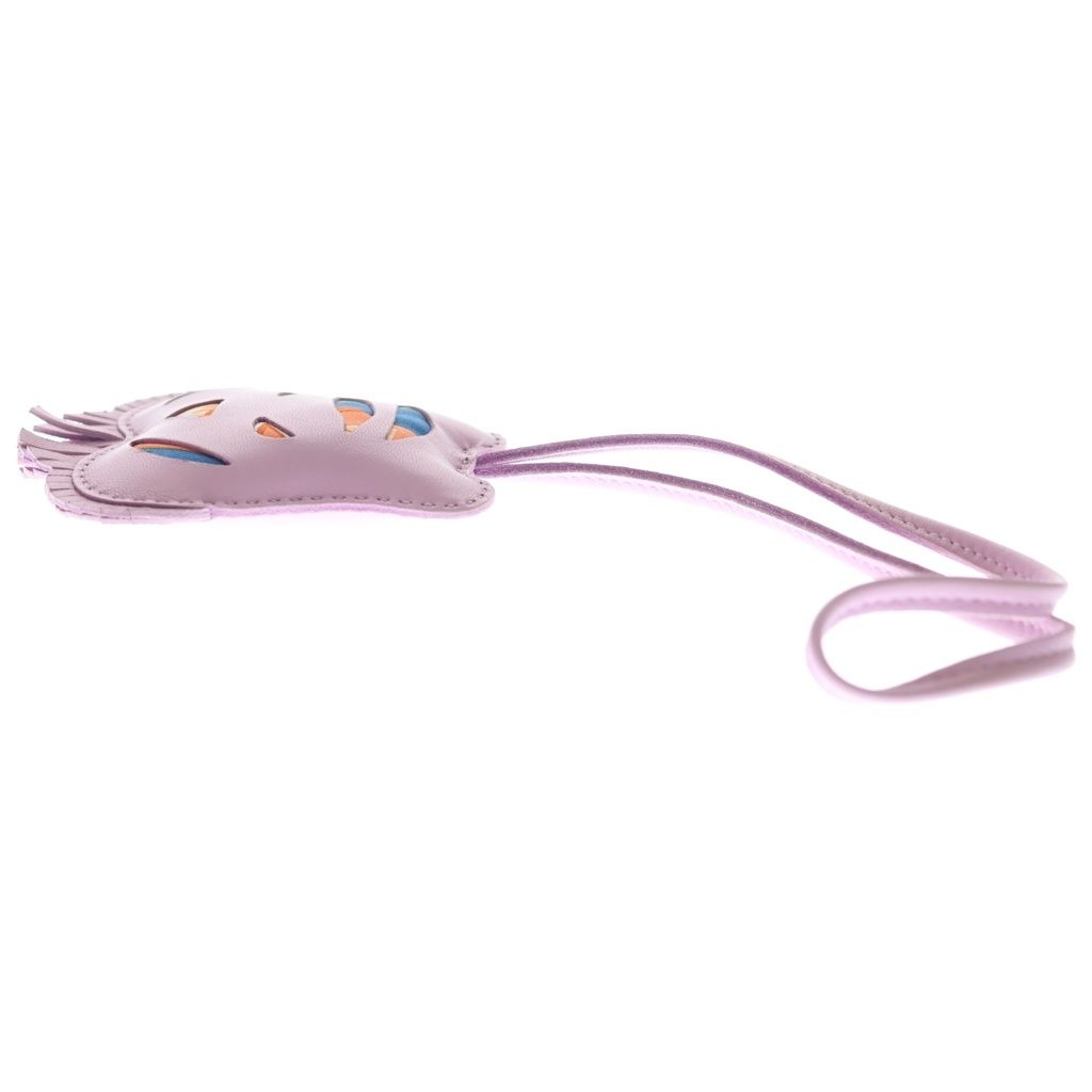 Hermes Tiger Petit Ash Bag Charm Purple Agneau Silk — view 4