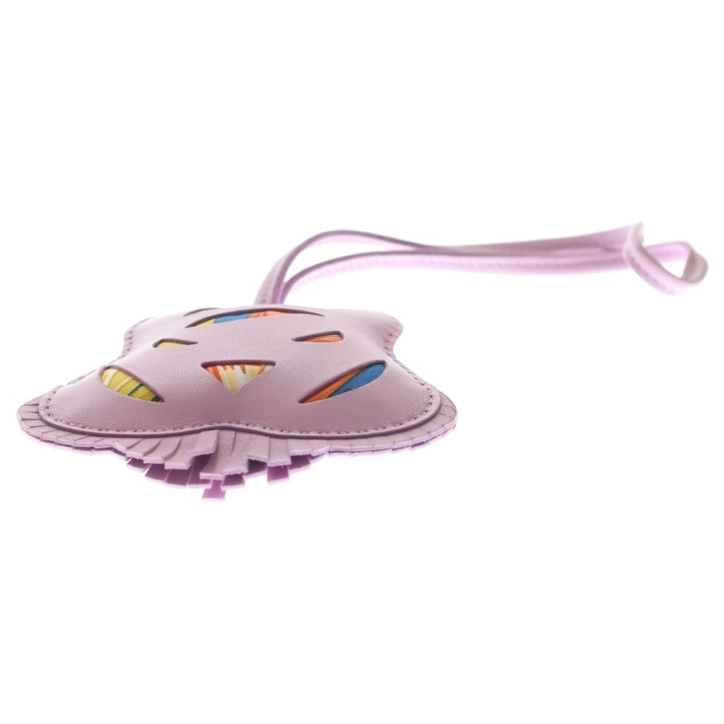 Hermes Tiger Petit Ash Bag Charm Purple Agneau Silk — view 5