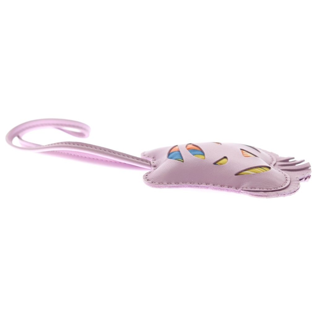 Hermes Tiger Petit Ash Bag Charm Purple Agneau Silk — view 3