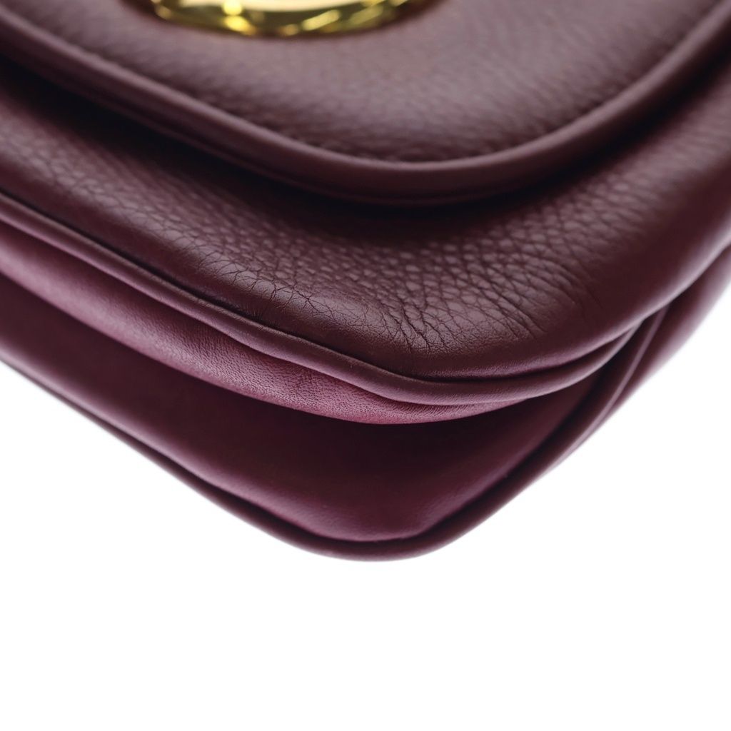 Gucci Double Chain Mini Shoulder Bag Wine Red Leather Gold — view 5