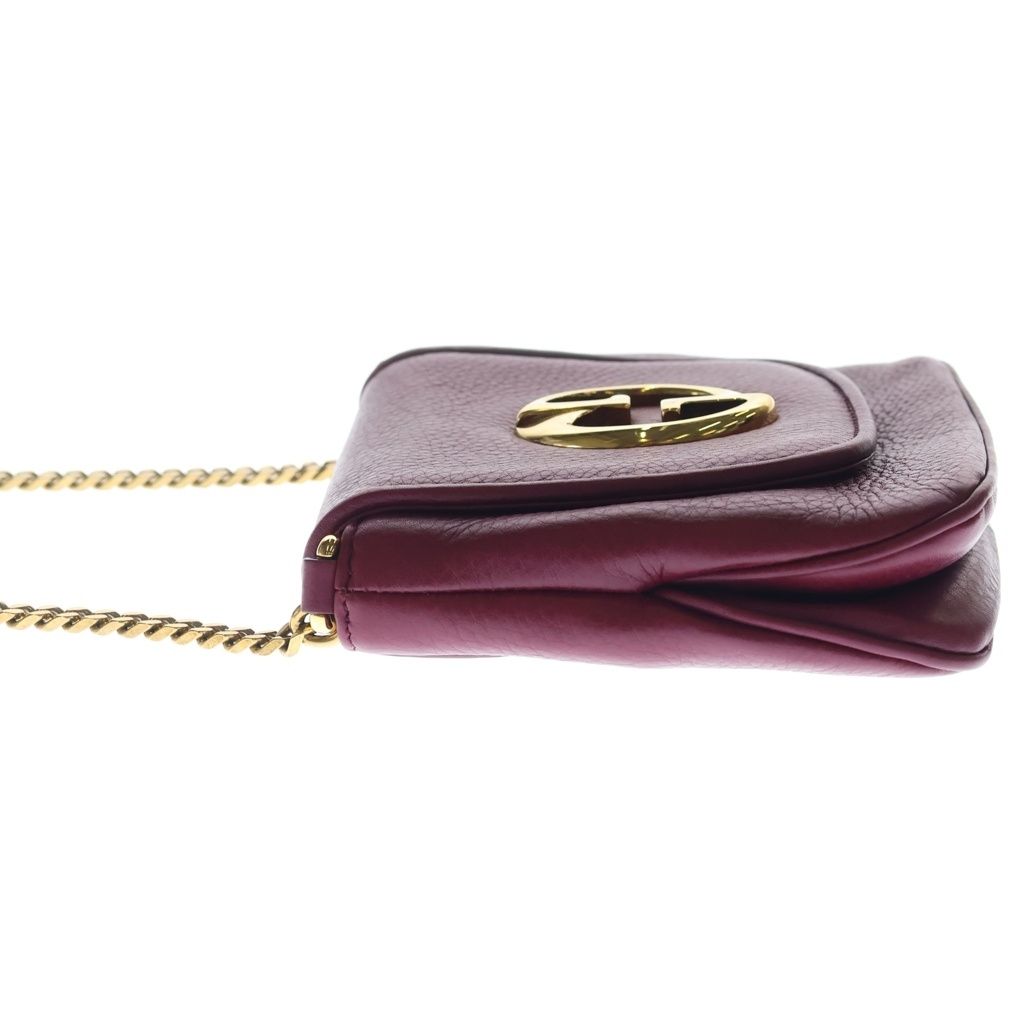 Gucci Double Chain Mini Shoulder Bag Wine Red Leather Gold — view 3
