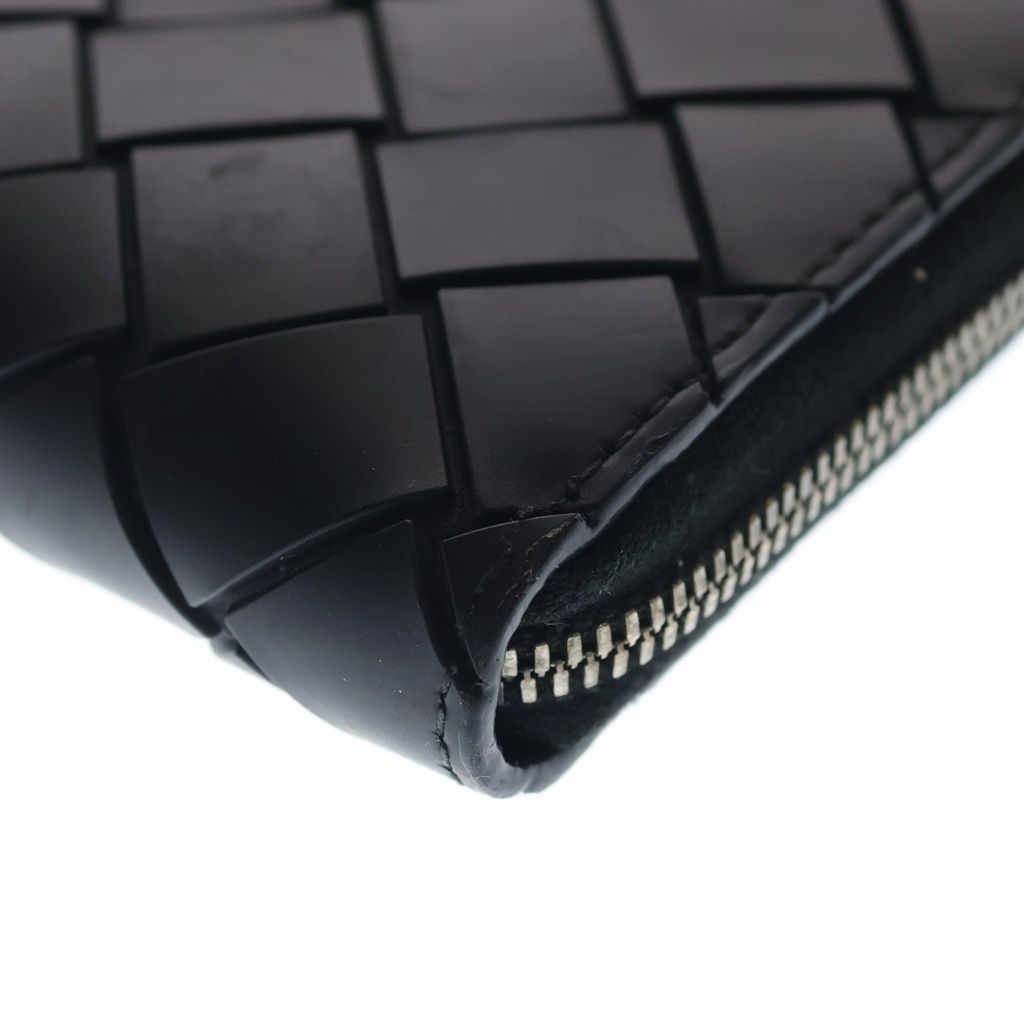 Bottega Veneta Intrecciato Zip Around Wallet Black Rubber Silver — view 5
