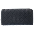 Bottega Veneta Intrecciato Zip Around Wallet Black Rubber Silver