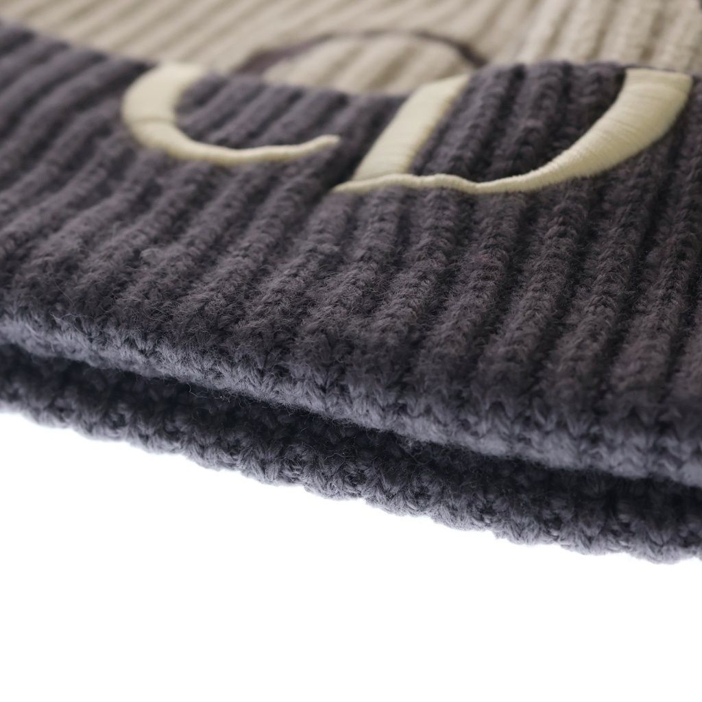 Dior CD Signature Wool Knit Cap Beanie Hat L Beige — view 5