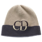Dior CD Signature Wool Knit Cap Beanie Hat L Beige