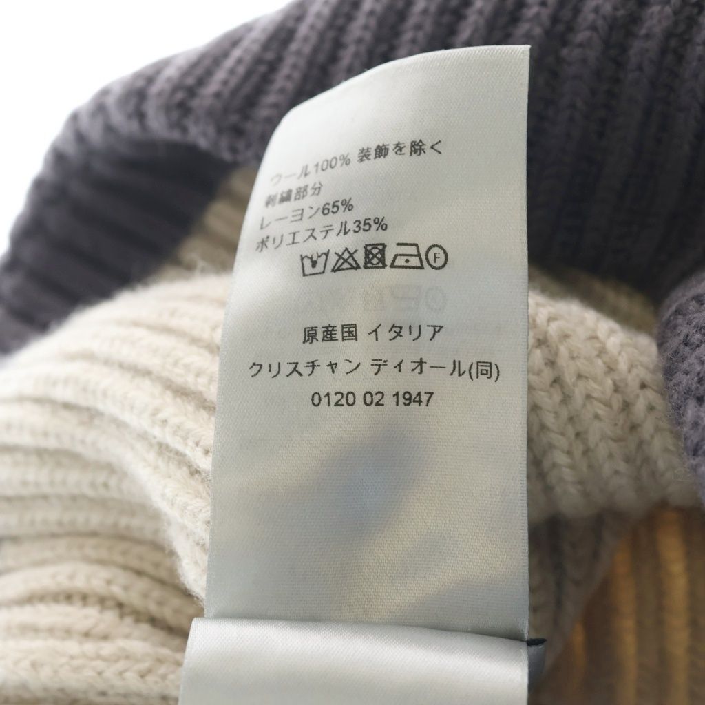 Dior CD Signature Wool Knit Cap Beanie Hat L Beige — view 8