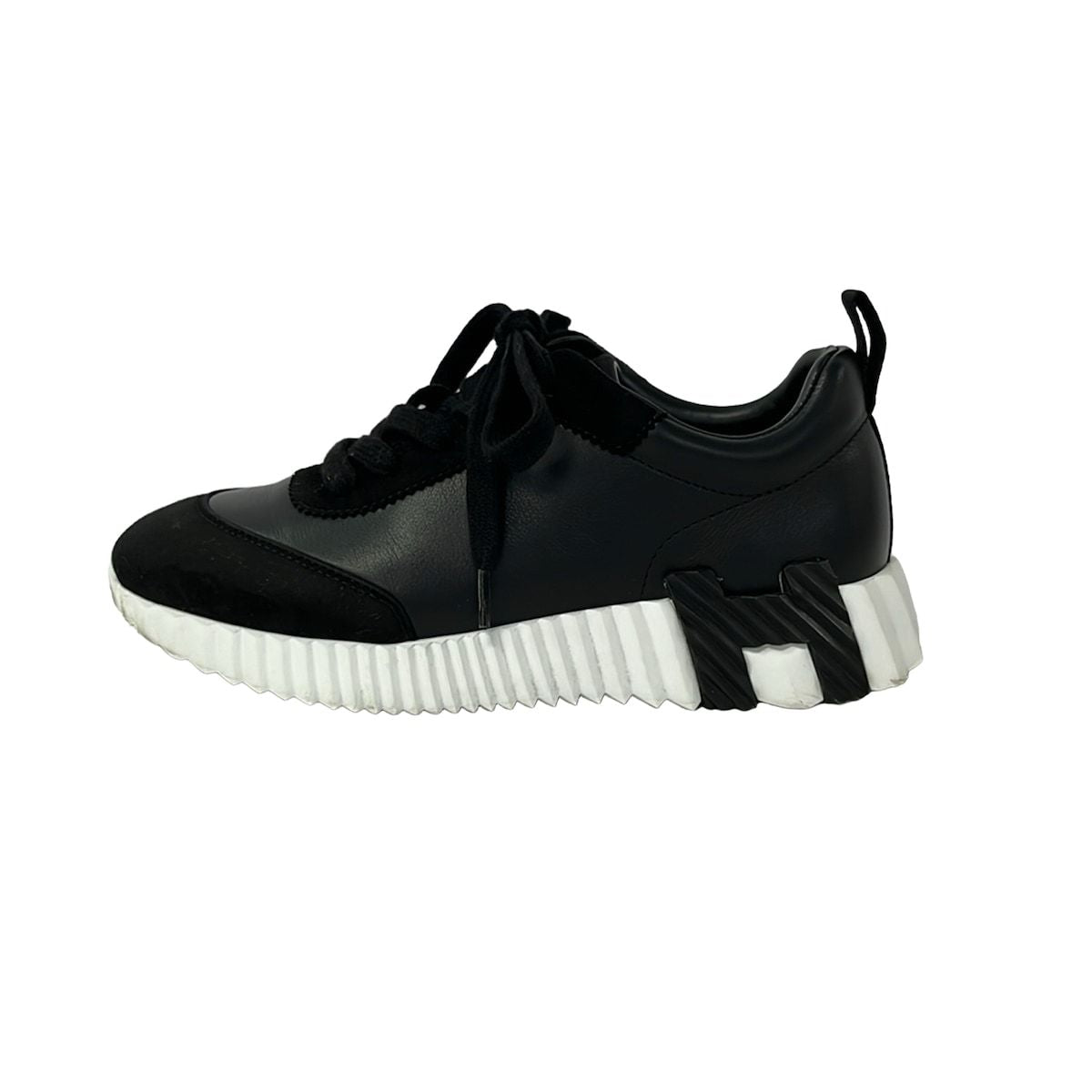 Hermes Sneakers 345 Black White Leather