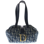 Dior Trotter Oblique Allover D Canvas Leather Jacquard Handbag Navy