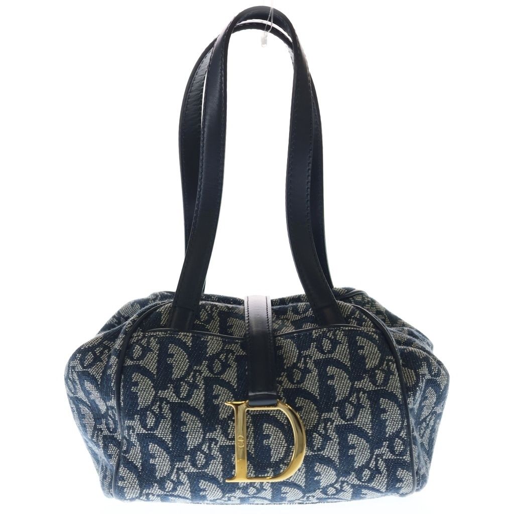 Dior Trotter Oblique Allover D Canvas Leather Jacquard Handbag Navy