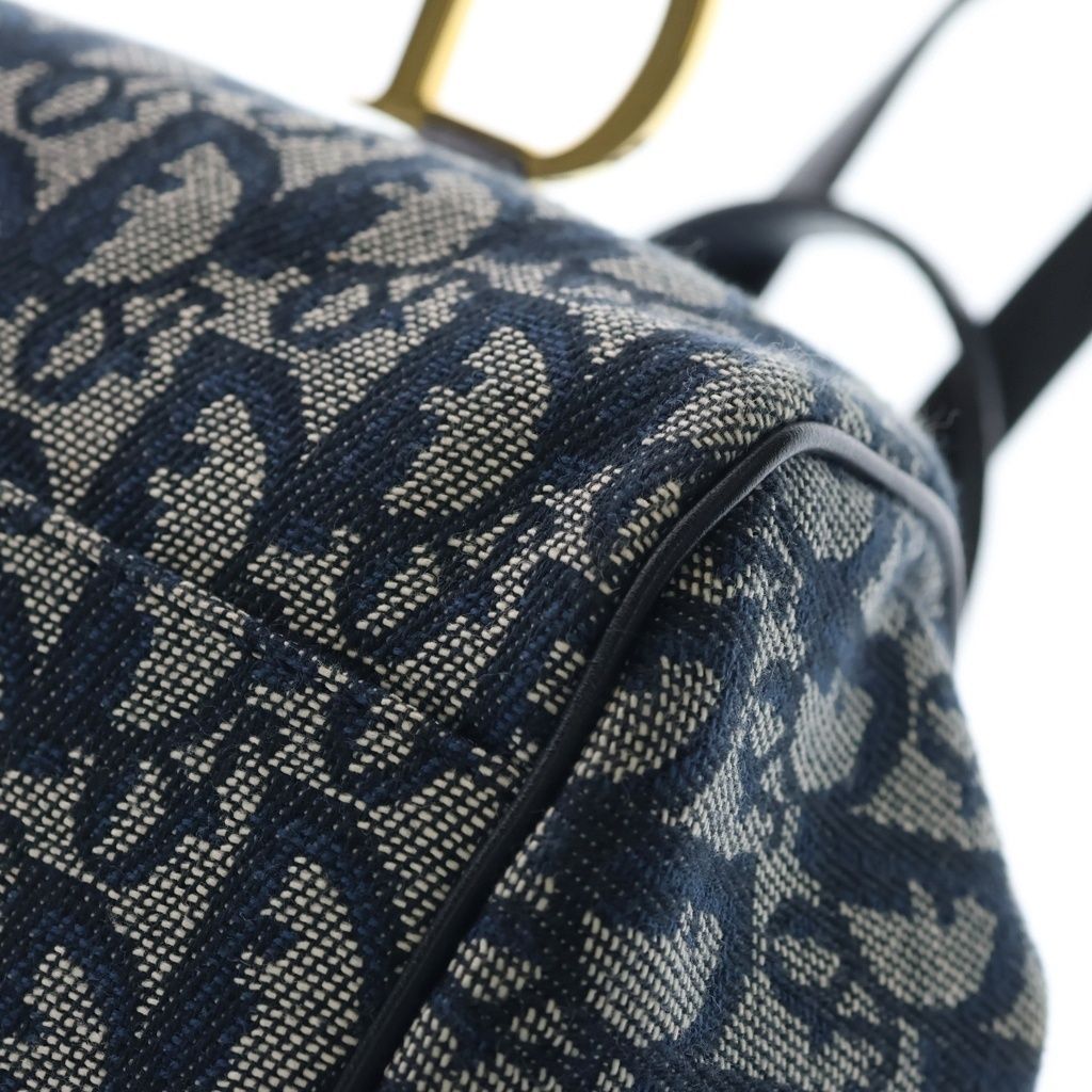 Dior Trotter Oblique Allover D Canvas Leather Jacquard Handbag Navy — view 5