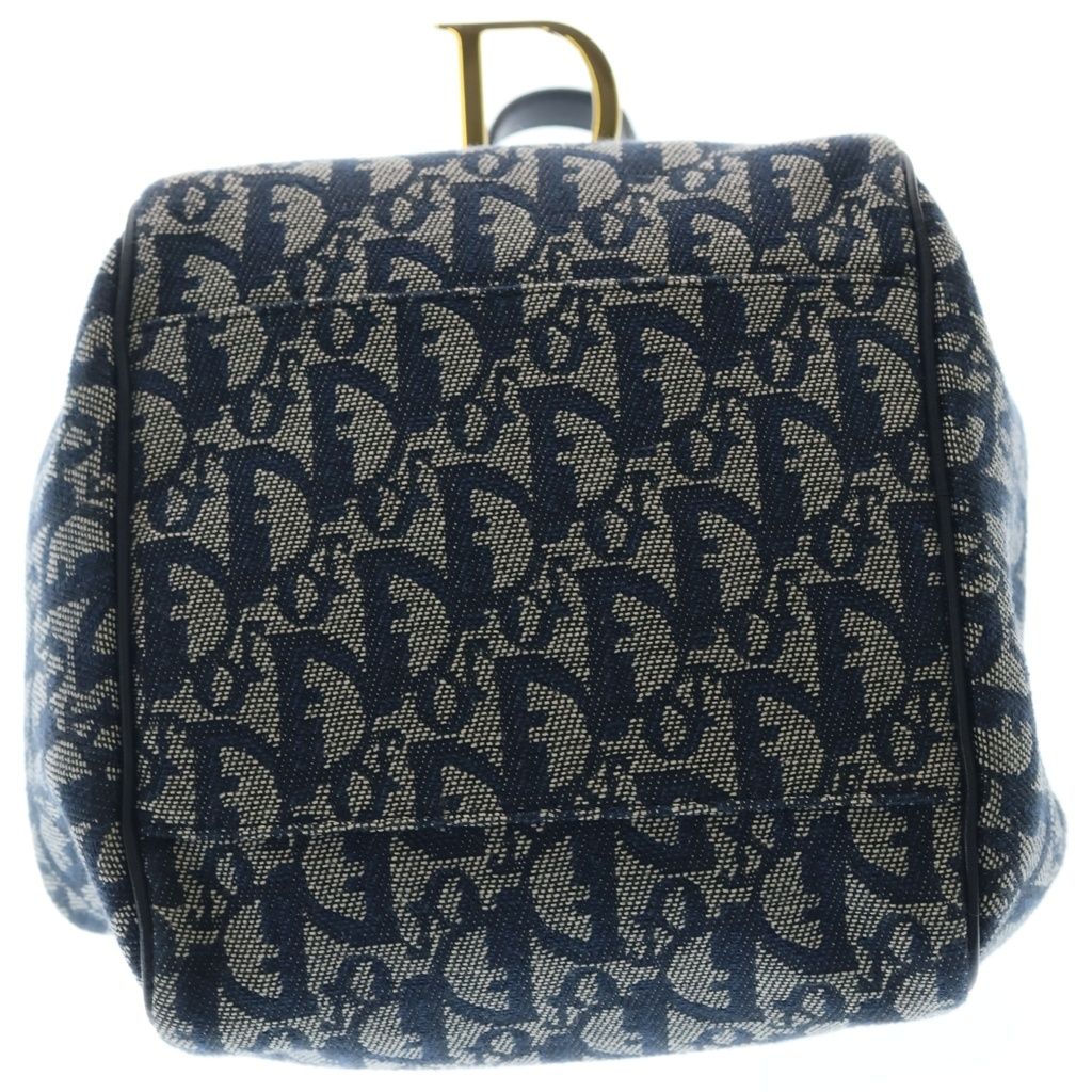 Dior Trotter Oblique Allover D Canvas Leather Jacquard Handbag Navy — view 4