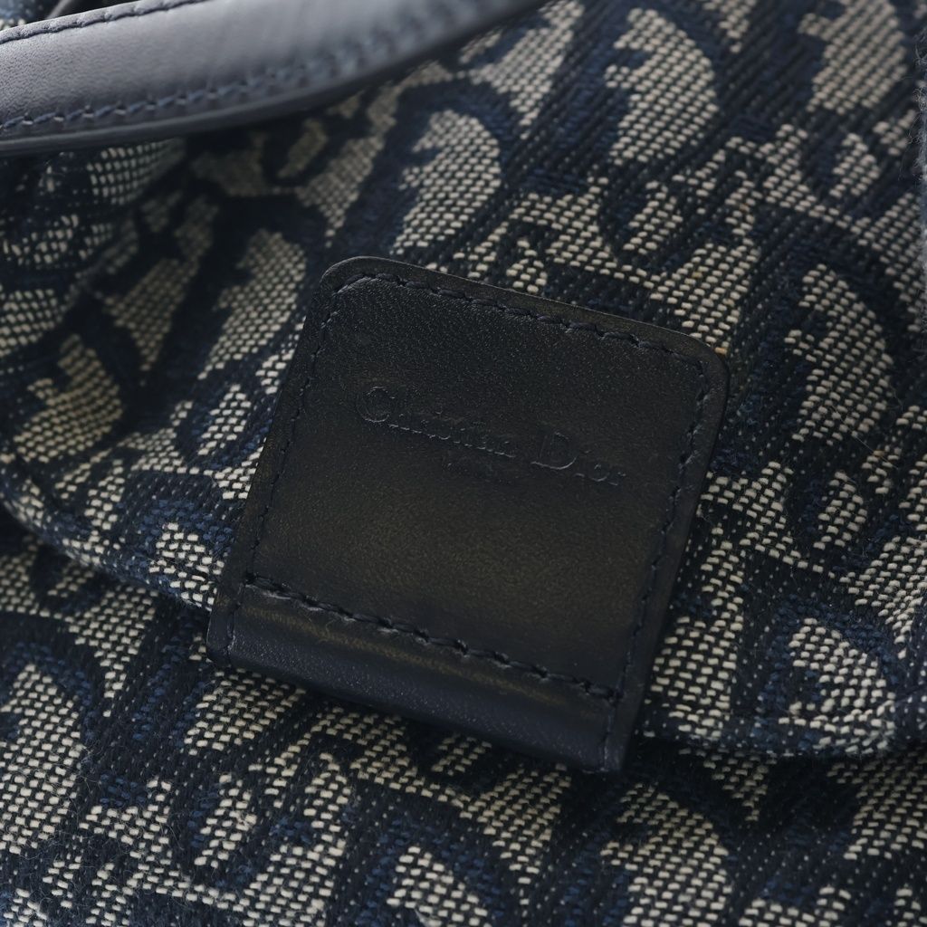 Dior Trotter Oblique Allover D Canvas Leather Jacquard Handbag Navy — view 7