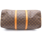 Louis Vuitton Monogram Keepall 50 Bandouliere Boston Bag Brown Leather Gold — view 4