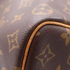 Louis Vuitton Monogram Keepall 50 Bandouliere Boston Bag Brown Leather Gold — view 5