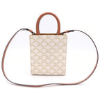 Celine Triomphe Vertical Cover Mini Shoulder Bag White Brown Leather Gold — view 2