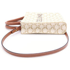 Celine Triomphe Vertical Cover Mini Shoulder Bag White Brown Leather Gold — view 3