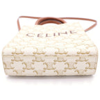 Celine Triomphe Vertical Cover Mini Shoulder Bag White Brown Leather Gold — view 4
